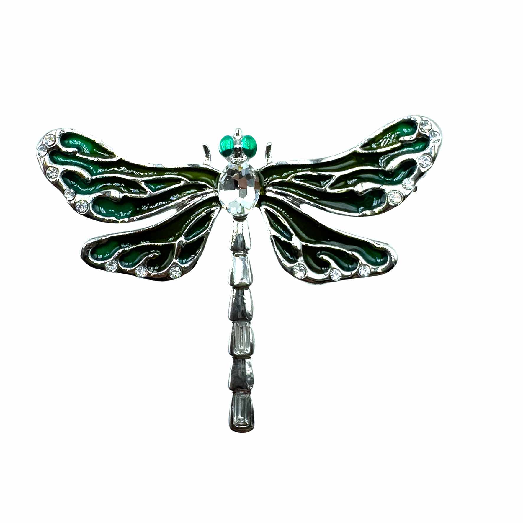 Palestro Milano Spille e spillette Base silver - Verde/Cristallo Libellula Smaltata