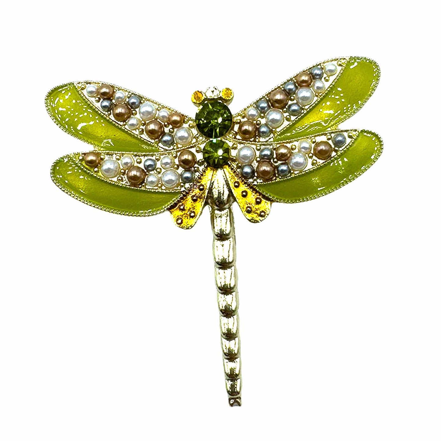 Palestro Milano Spille e spillette Verde Lime/Champagne/Perline Libellula Colorata