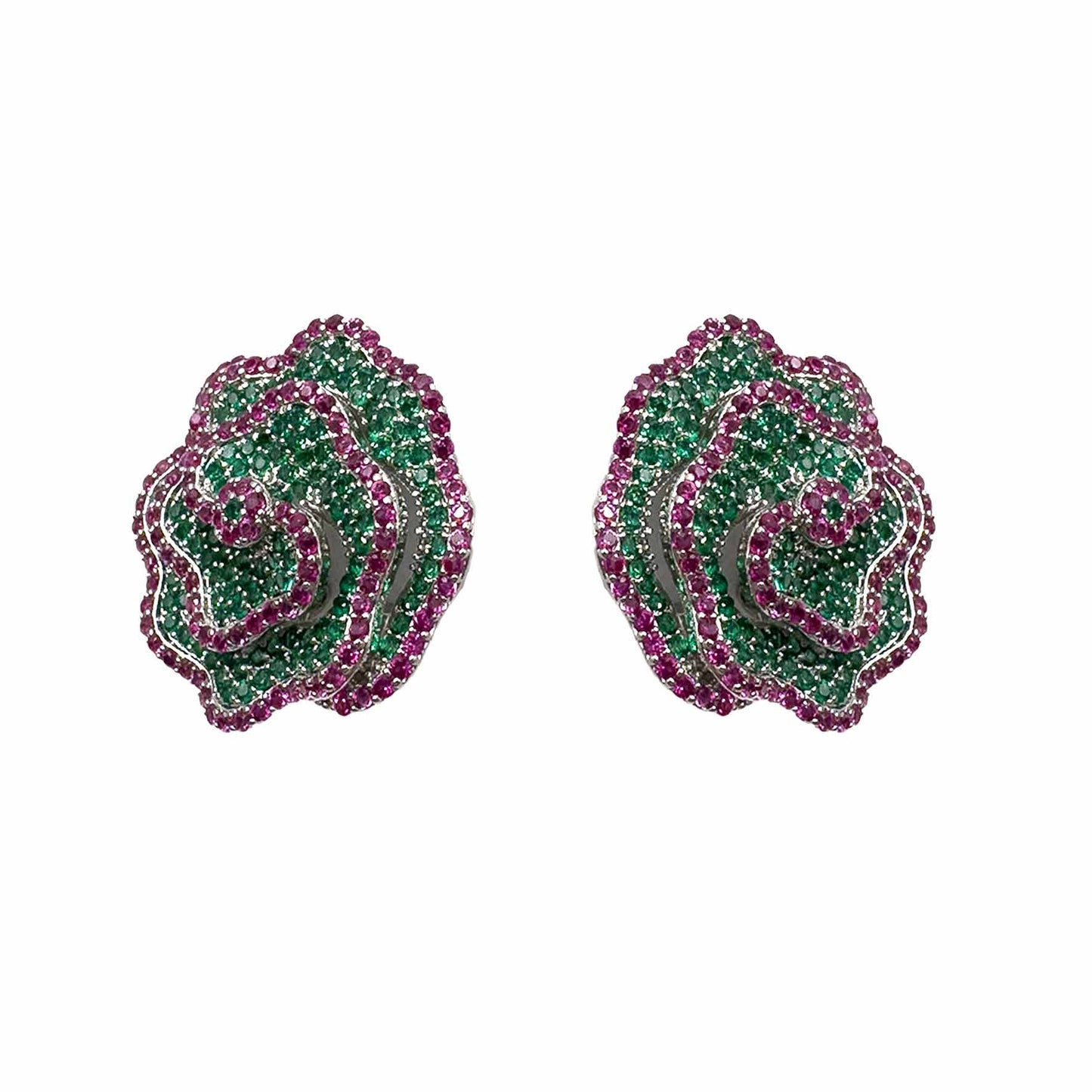 Roselline di pavè verde/fucsia