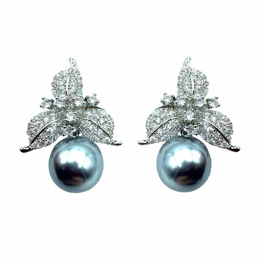 Palestro Milano Orecchini Silver - Perla Grigia Trifoglio con Perla