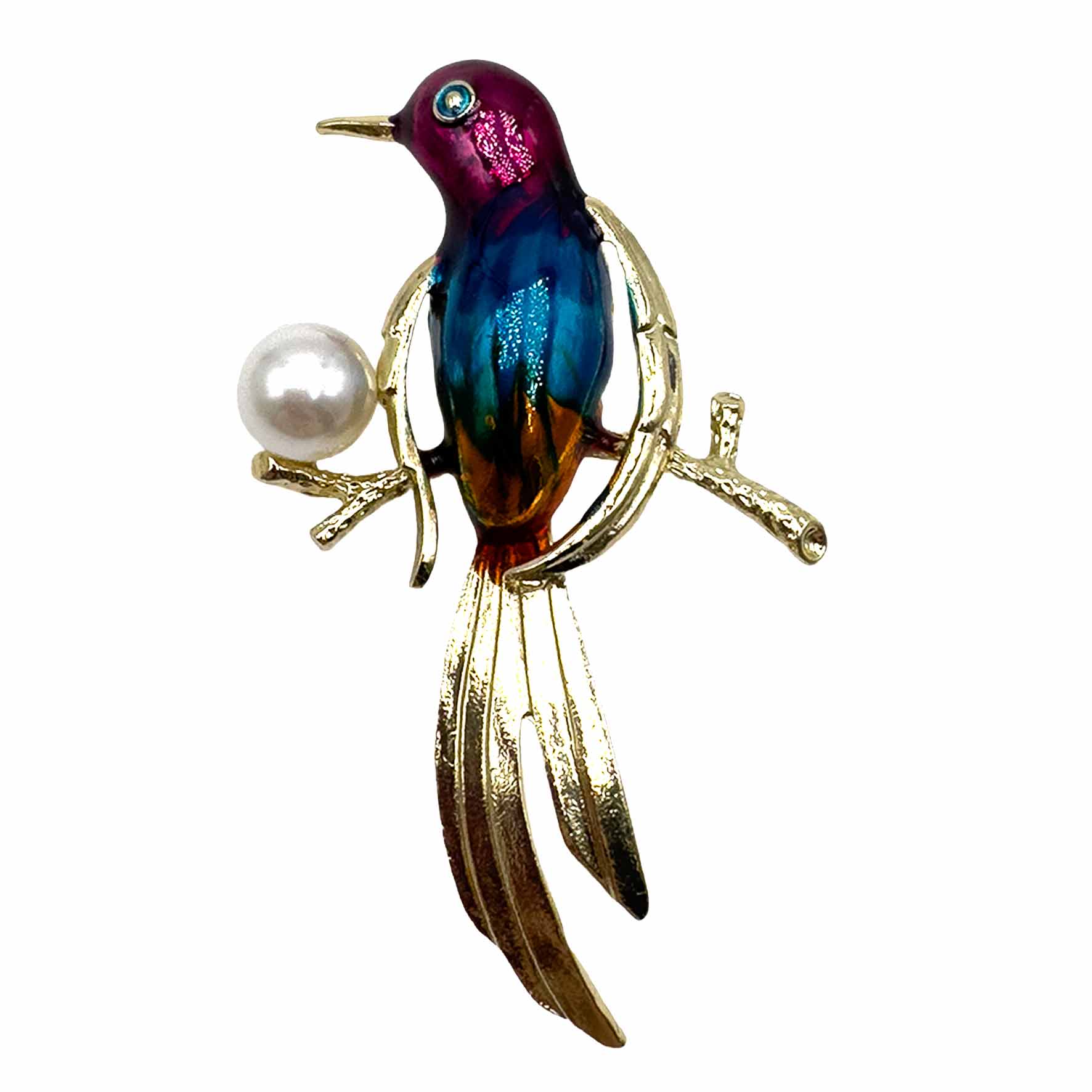 Palestro Milano Spille e spillette Multicolor Uccellino con Perla