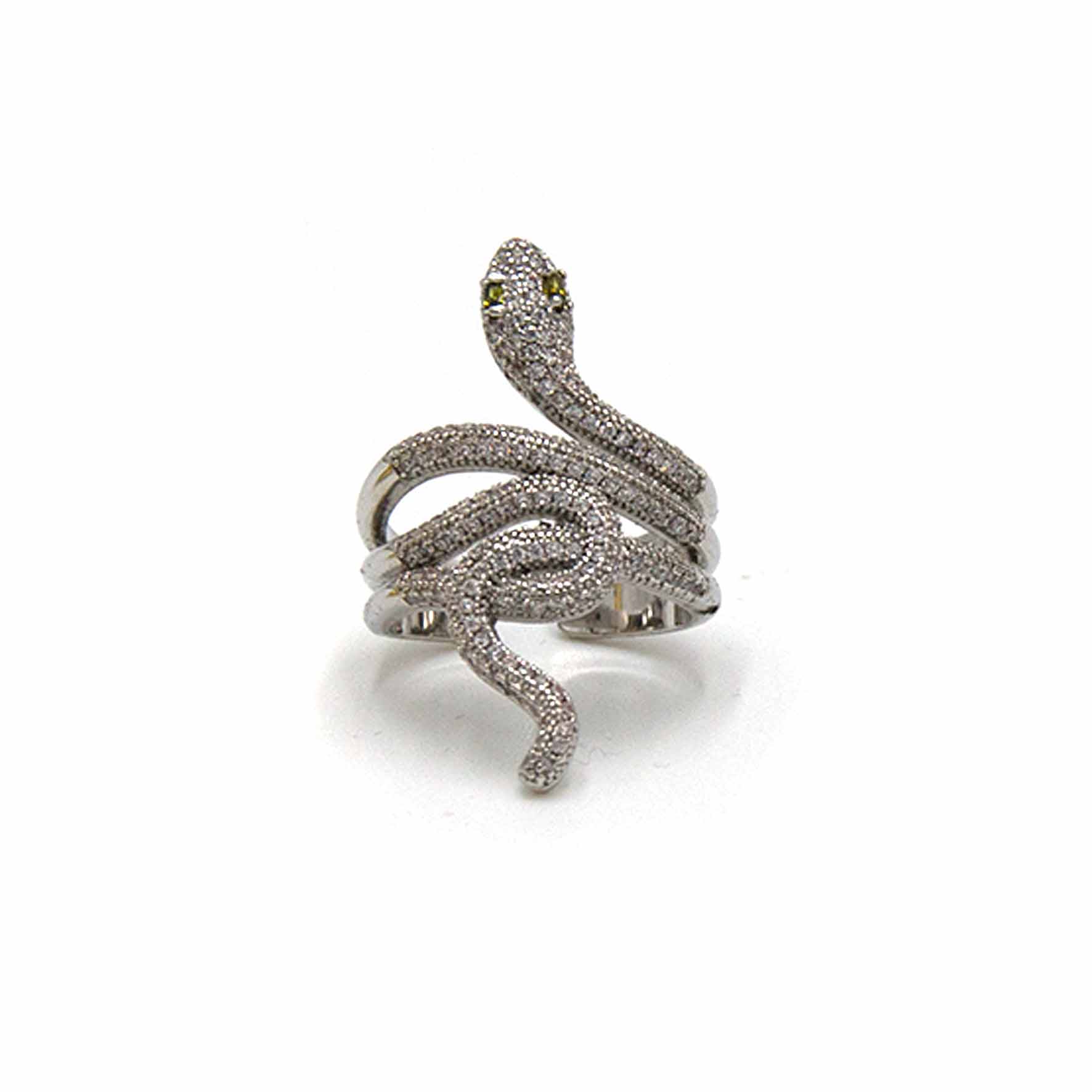 Palestro Milano Anelli Occhi piccoli / Silver Anello Serpente di Zirconi