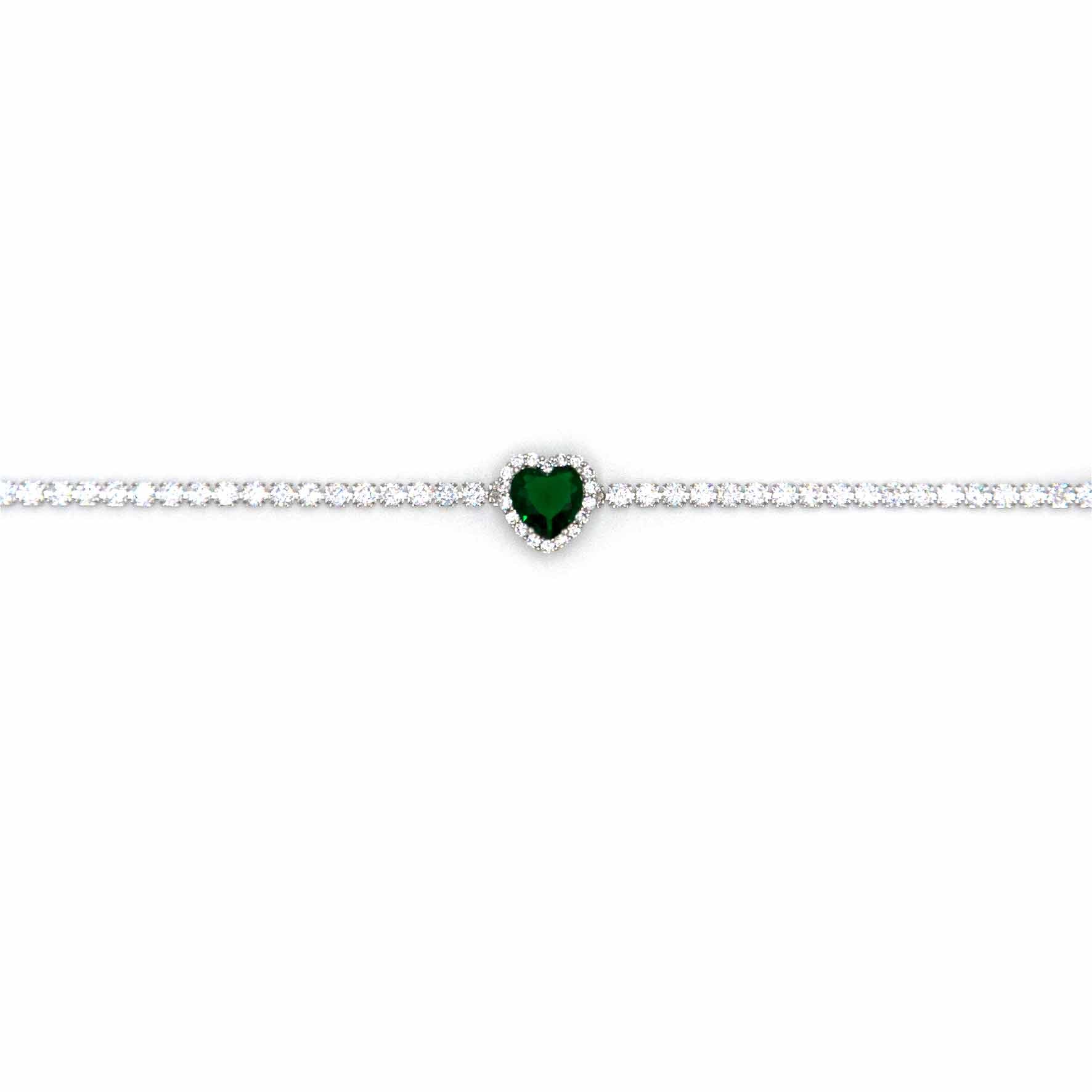 Palestro Milano Bracciali Verde Smeraldo Bracciale Tennis cuore big