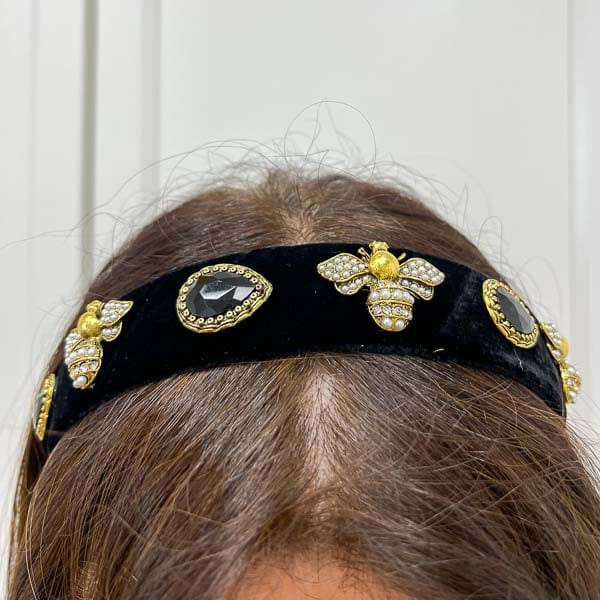Palestro Milano Fasce per capelli/cerchietti Vellunto Nero Apine di Velluto