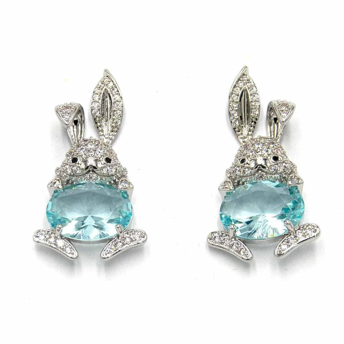 Palestro Milano Orecchini Azzurro Acquamarina Coniglietto 925 zirconi e pietra
