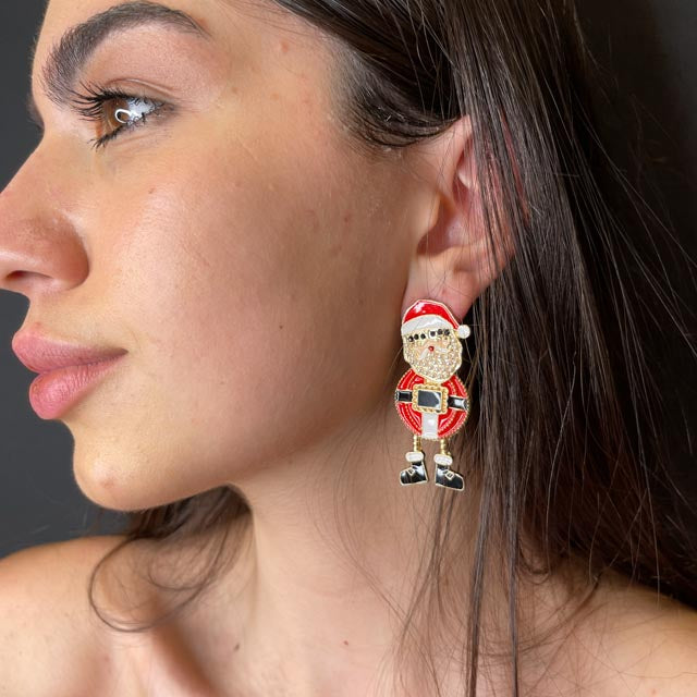 Palestro Milano Orecchini Babbo Natale con barba di perline