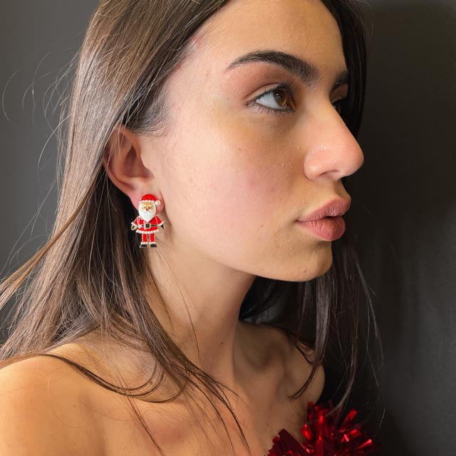 Palestro Milano Orecchini Babbo Natale mini con perline