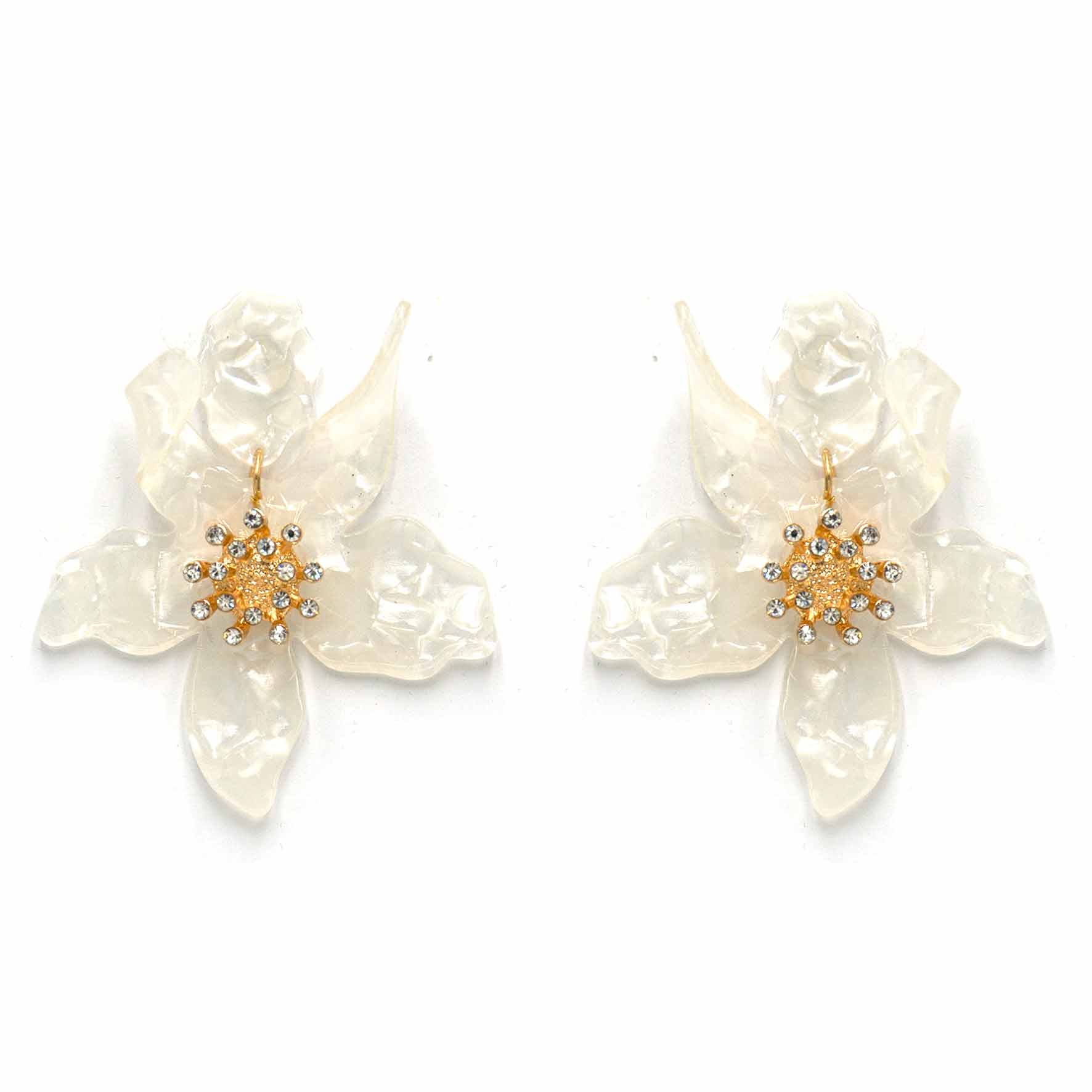 Palestro Milano Orecchini Bianco Madreperla Ibisco con zirconi - New colors