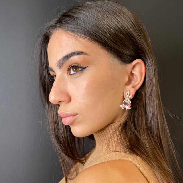 Palestro Milano Orecchini Coniglietto 925 zirconi e pietra