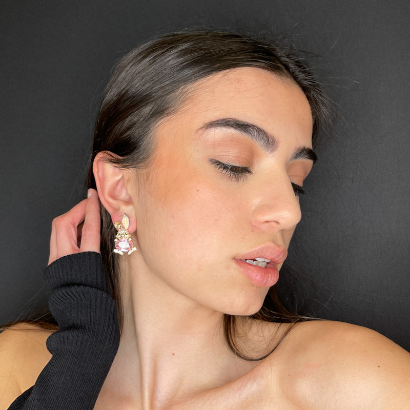 Palestro Milano Orecchini Coniglietto 925 zirconi e pietra