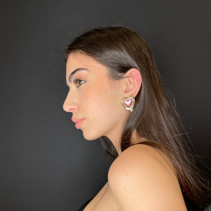 Palestro Milano Orecchini Cuore pietra pink