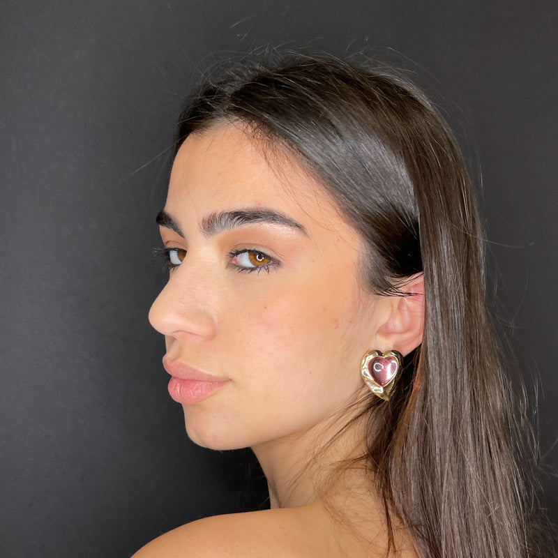 Palestro Milano Orecchini Cuore pietra pink