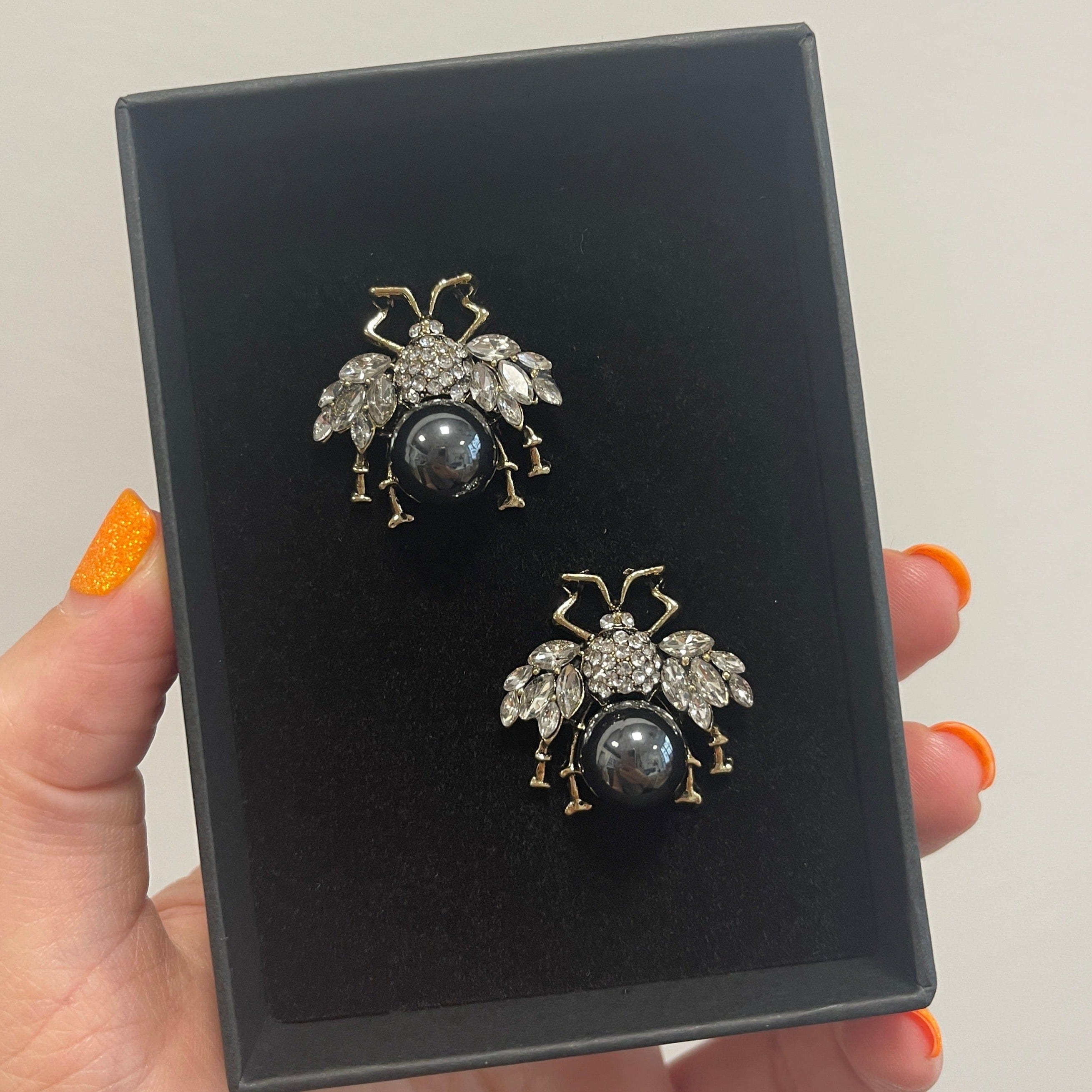 Palestro Milano Orecchini Fumè Ape Regina Big Perla