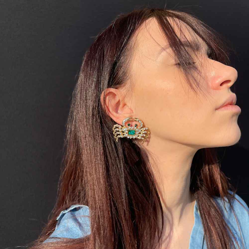 Palestro Milano Orecchini Granchio con zirconi