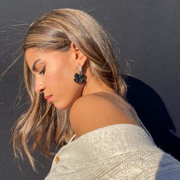 Palestro Milano Orecchini Nero Fiocchetti Luccicosi