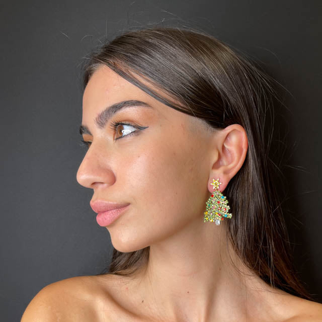 Palestro Milano Orecchini Pino con palline di Natale