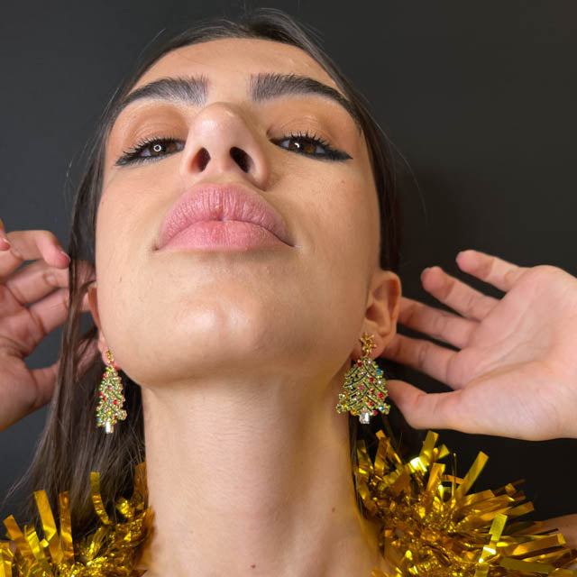 Palestro Milano Orecchini Pino con palline di Natale