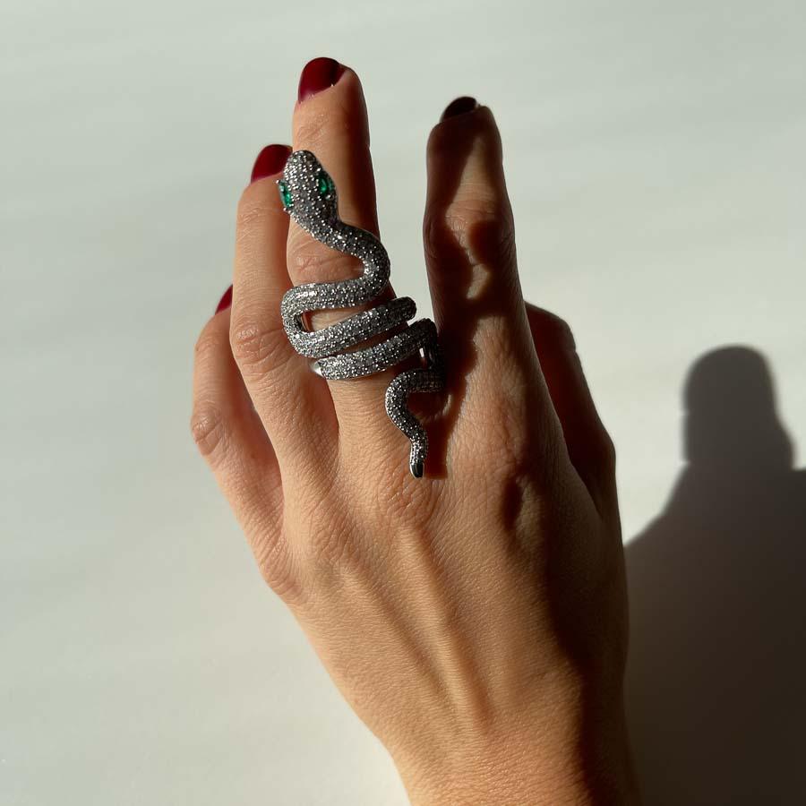 Palestro Milano Anelli Silver - Occhi Verdi Serpentello