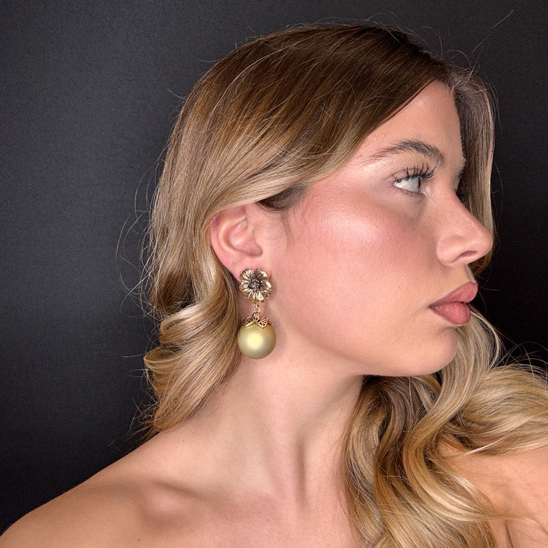 Palestro Milano Orecchini Fiore d'Oro & Perla Big