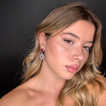 Palestro Milano Orecchini Fiore di Gemma Rubino Pendente