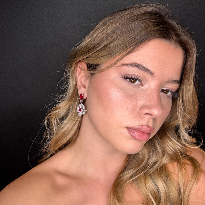 Palestro Milano Orecchini Fiore di Gemma Rubino Pendente