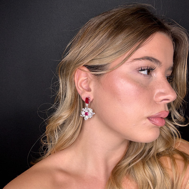 Palestro Milano Orecchini Fiore di Gemma Rubino Pendente