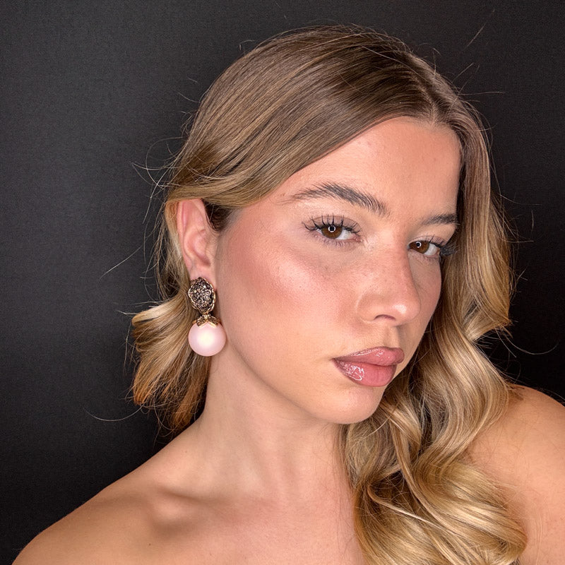 Palestro Milano Orecchini Girasole d'Oro & Perla Big