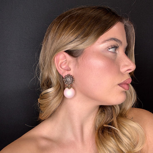 Palestro Milano Orecchini Girasole d'Oro & Perla Big