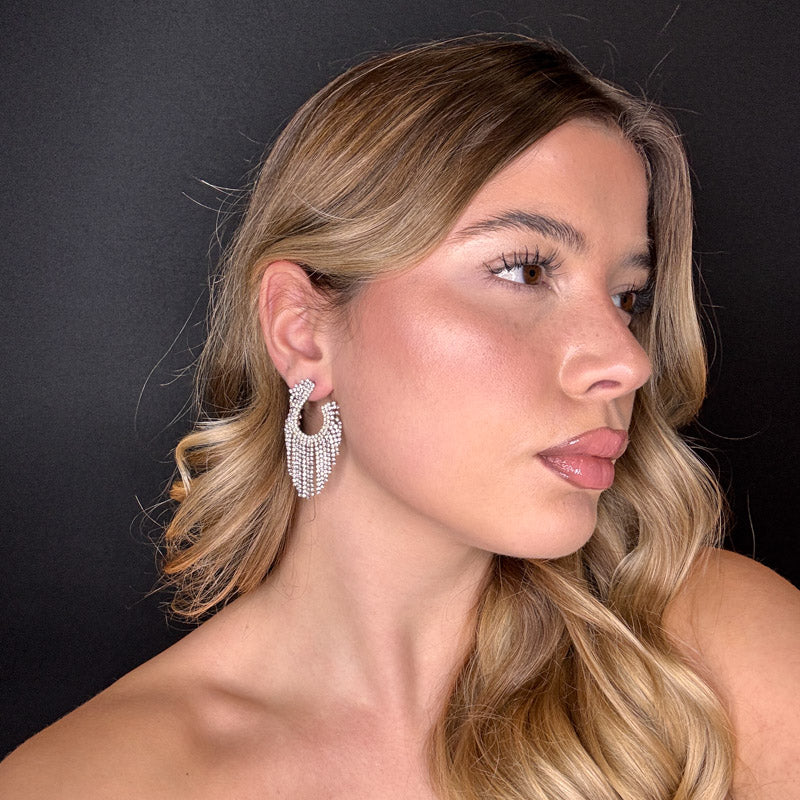 Palestro Milano Orecchini Mezzo Cerchio di Cristalli