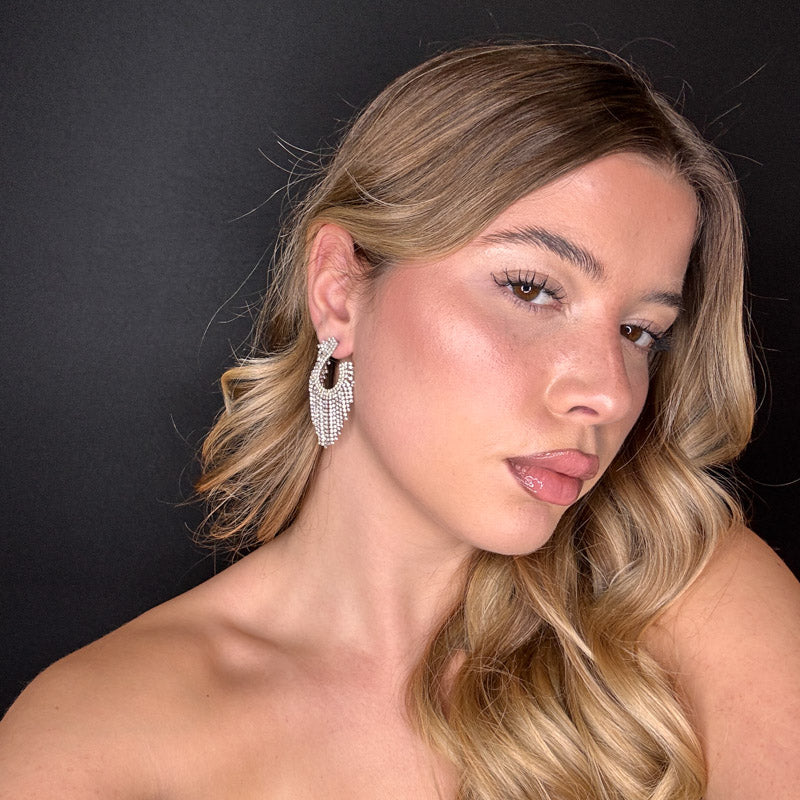 Palestro Milano Orecchini Mezzo Cerchio di Cristalli