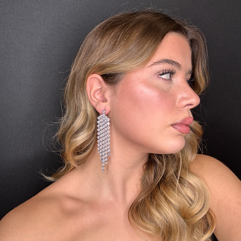 Palestro Milano Orecchini Cascata di Cristalli Pendenti