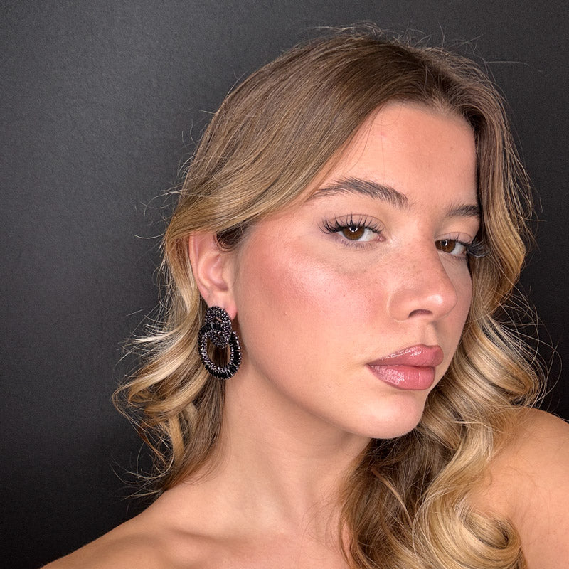 Palestro Milano Orecchini Doppio Cerchio di Cristalli Dark