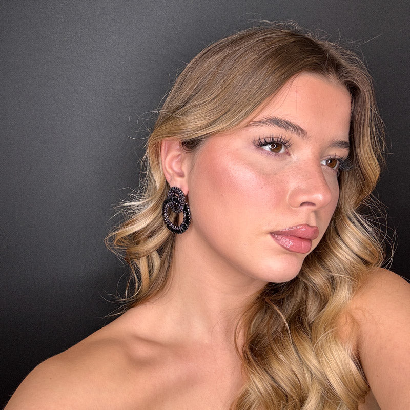 Palestro Milano Orecchini Doppio Cerchio di Cristalli Dark