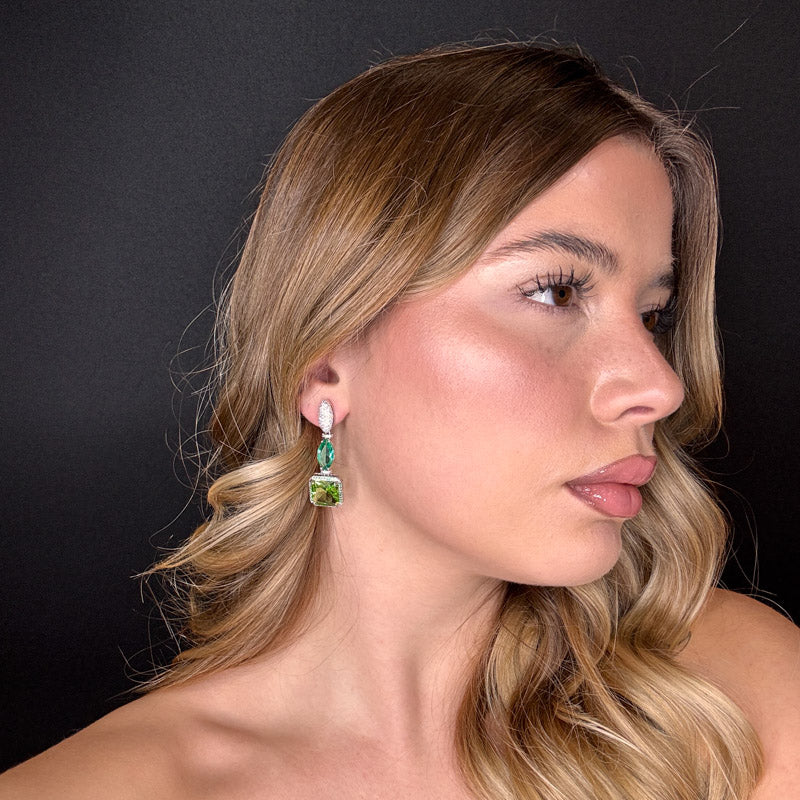 Palestro Milano Orecchini Mini Goccia di Pavè Verde