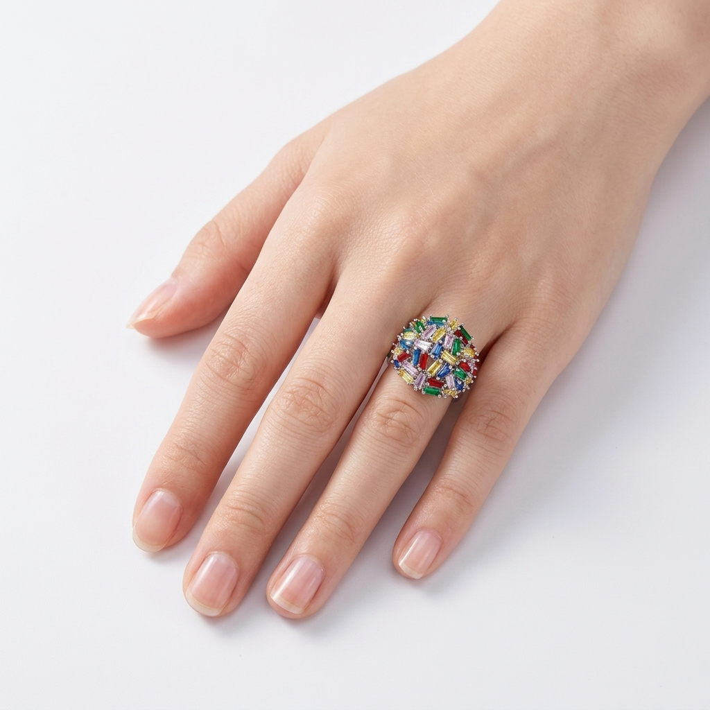 Anello di Cristalli Multicolor