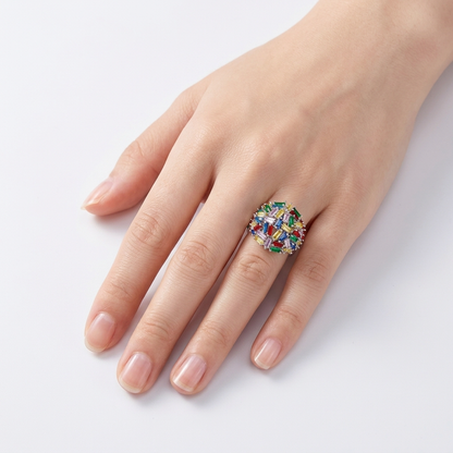 Anello di Cristalli Multicolor