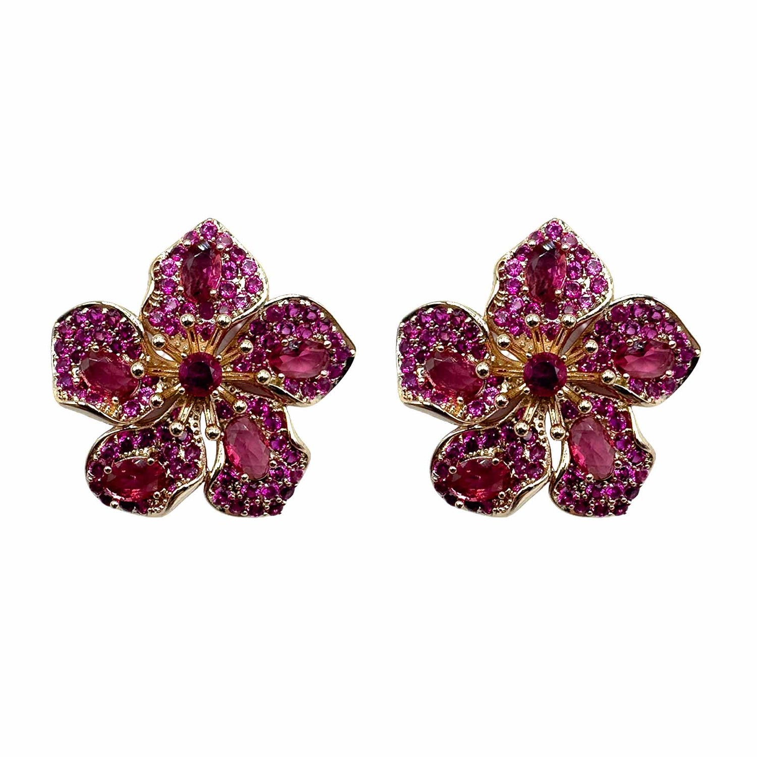 Palestro Milano Orecchini Gold - Fucsia Anemone di Pavè