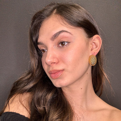 Palestro Milano Orecchini Bottone Gold a Cesto