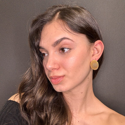Palestro Milano Orecchini Bottone a Retina Gold