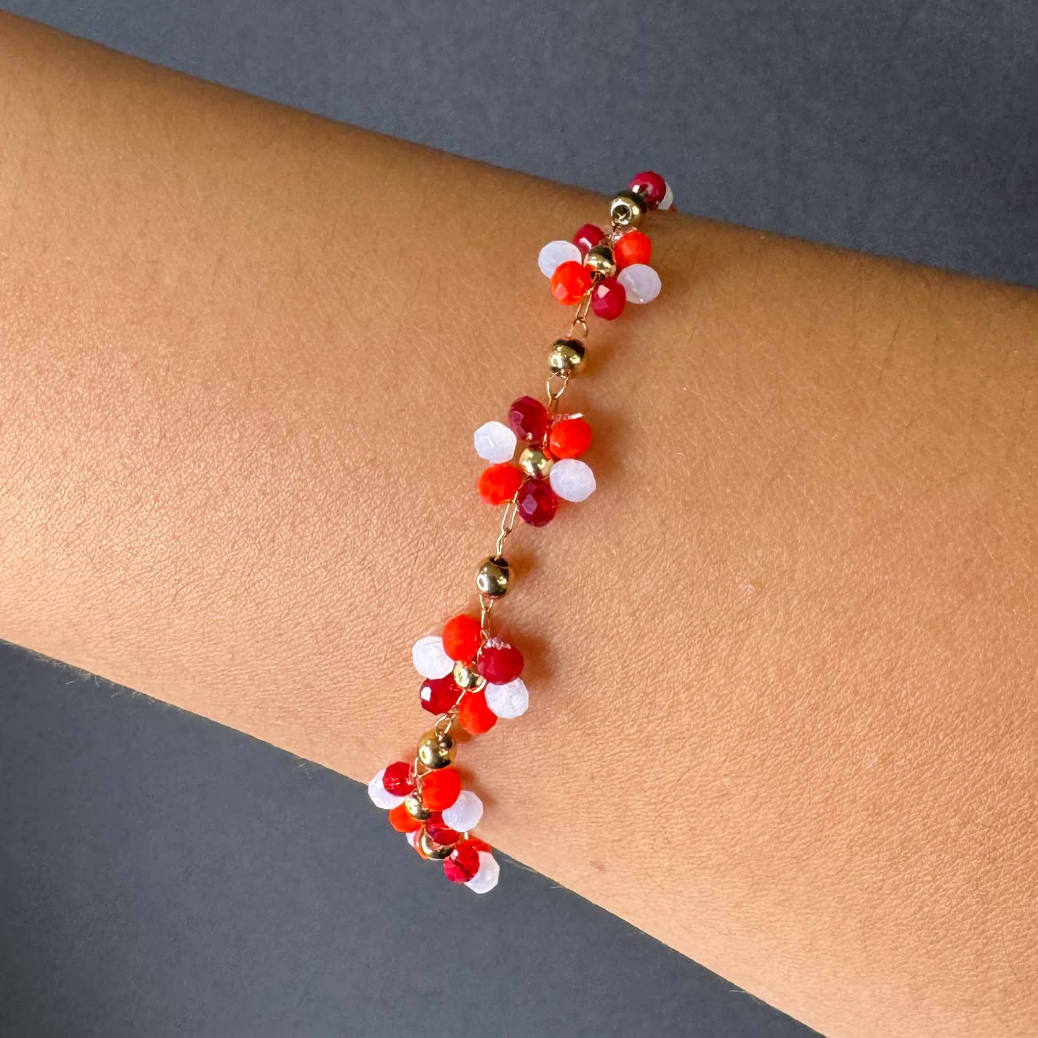 Bracciale di Mini Fiorellini Rossi