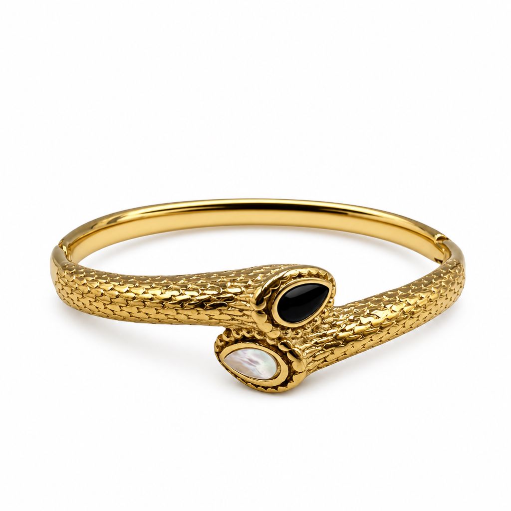 Bracciale in Pitone con Due Gemme