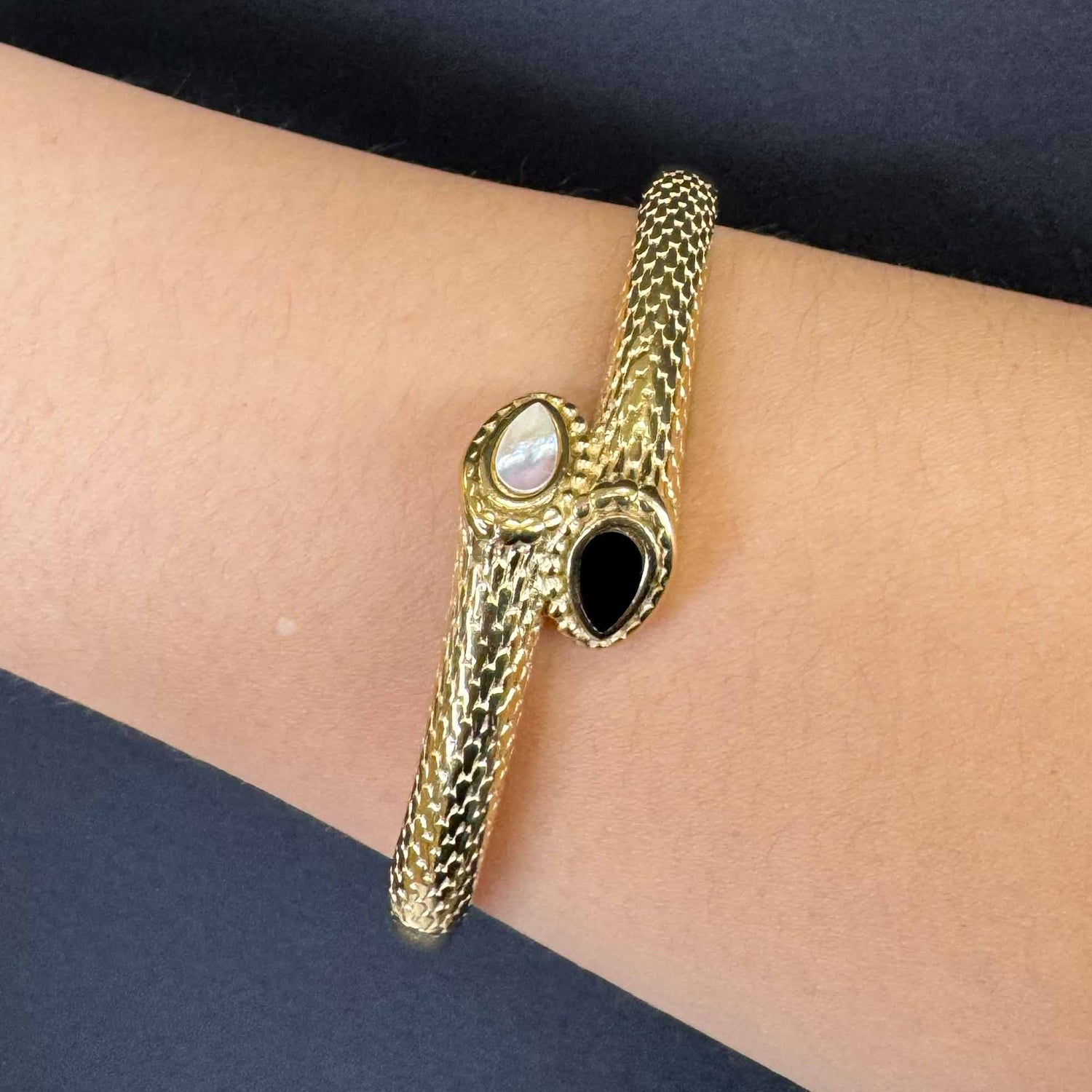 Bracciale in Pitone con Due Gemme