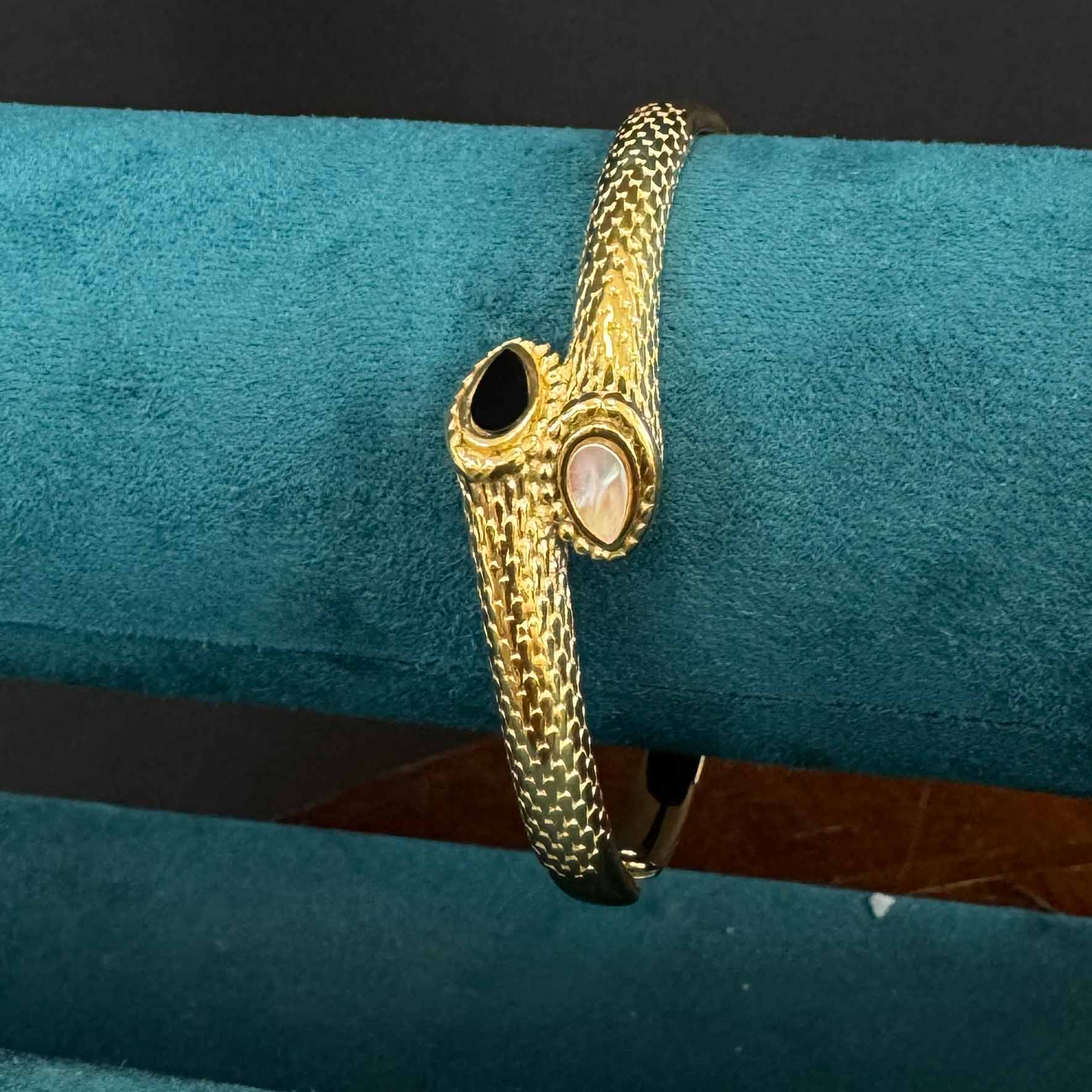 Bracciale in Pitone con Due Gemme