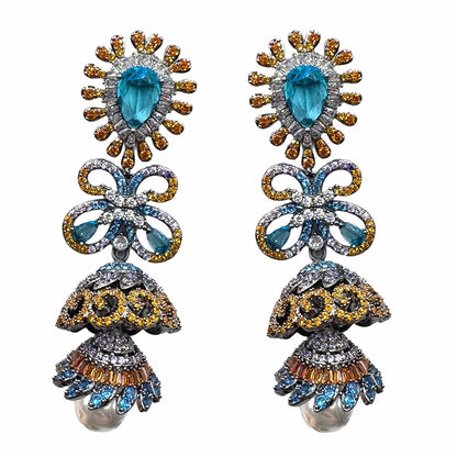 Palestro Milano Orecchini Silver Dark - Azzurro Giallo Lillac Campanello Magico di Pavè