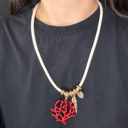 Collana Corallo, Conchiglia &amp; Cuore