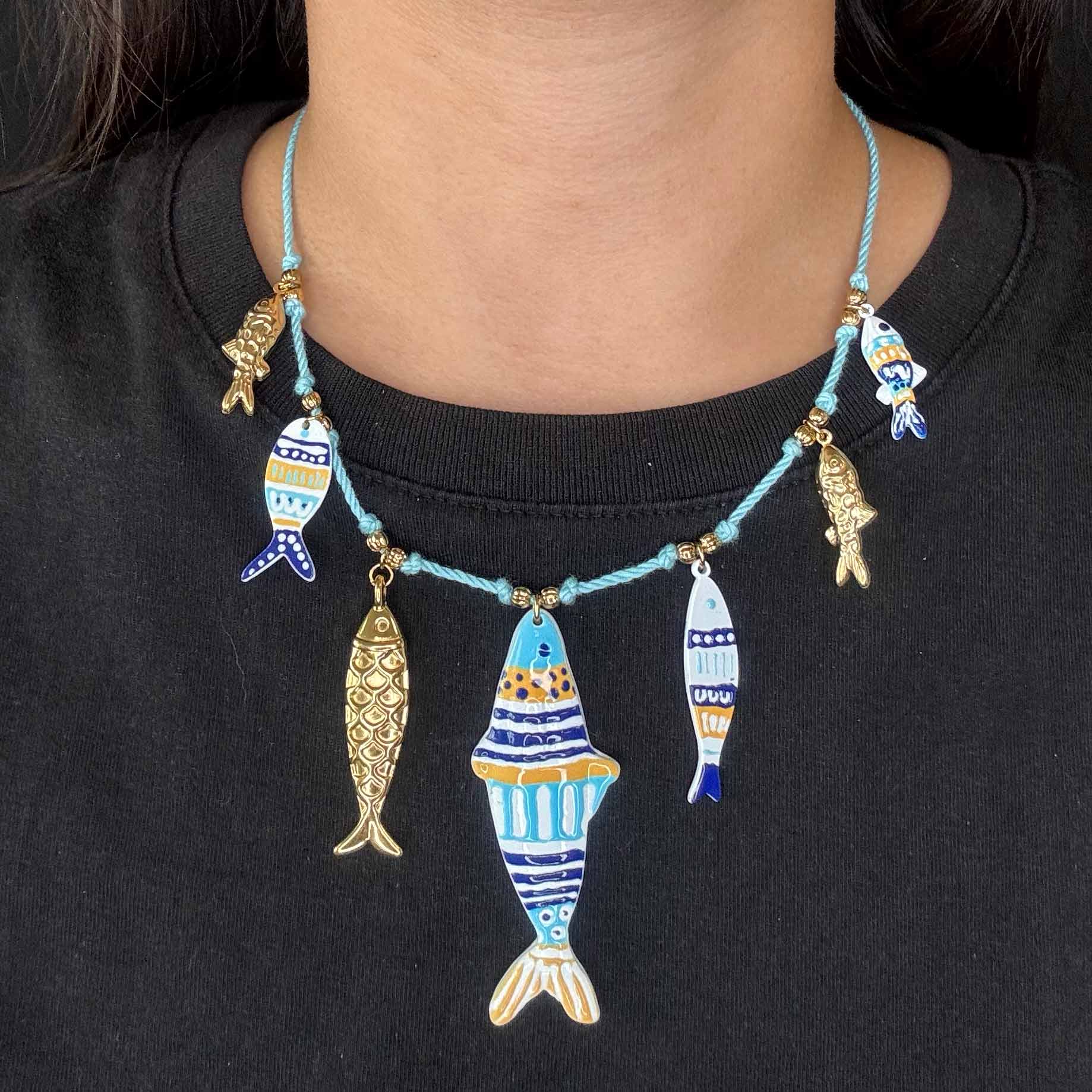 Collana di Pesci Azzurri Dipinti