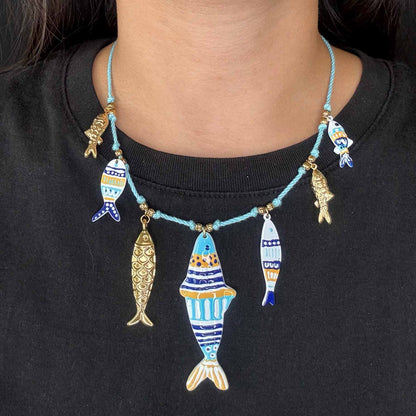 Collana di Pesci Azzurri Dipinti