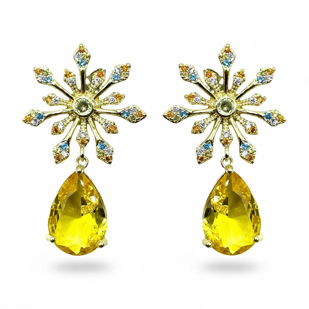 Palestro Milano Orecchini Gold - Giallo Cristallo Magico con Pietra