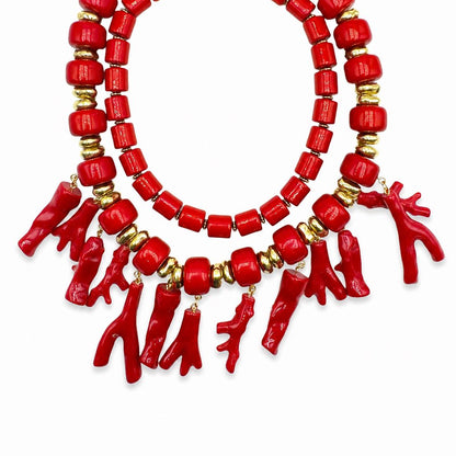 Doppia Collana di Coralli Rossi
