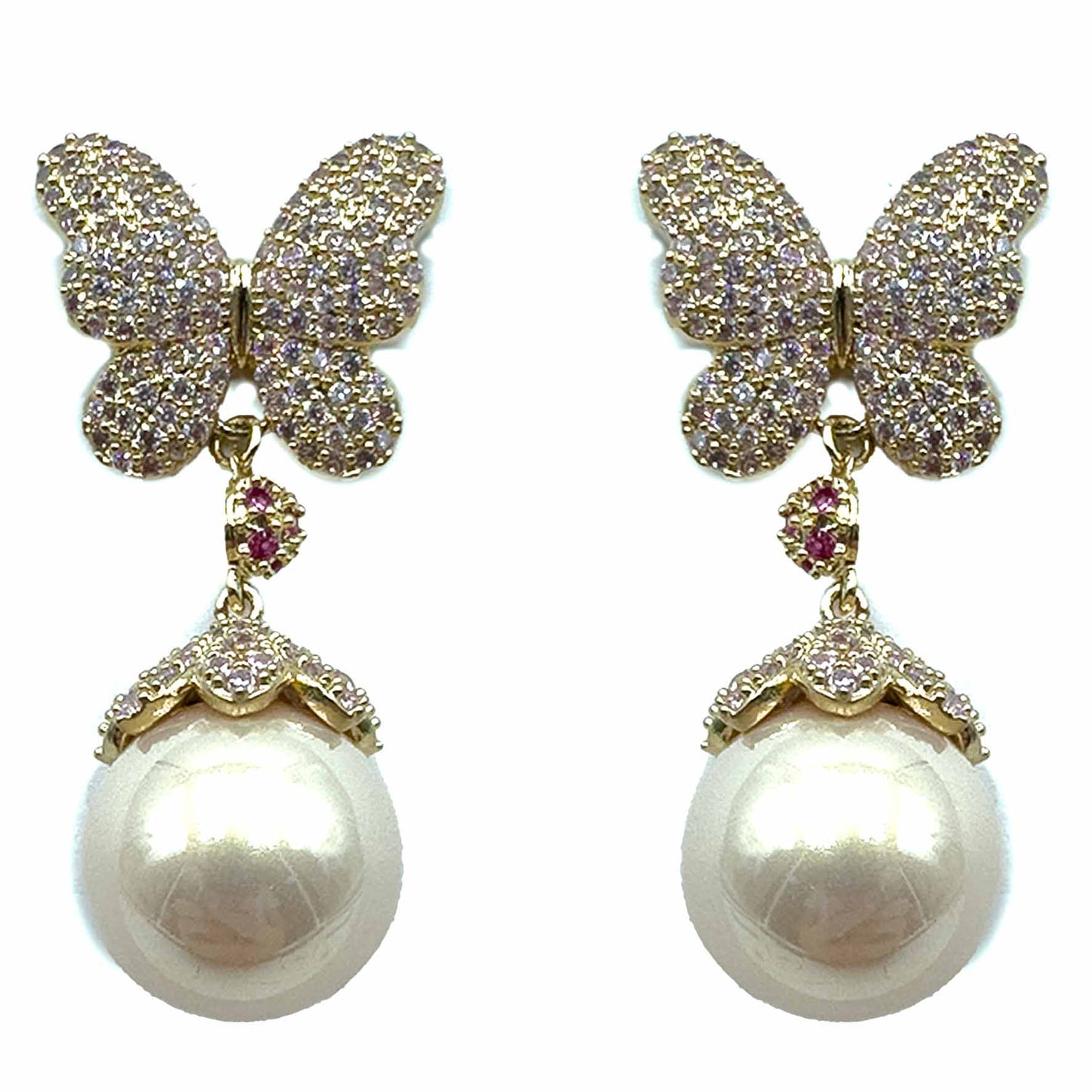 Farfalline di pavè con perla